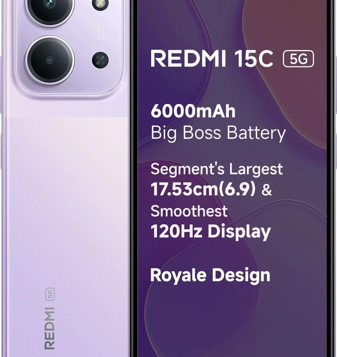 Redmi 15C 5G (128GB) | MediaTek Dimensity 6300, 50MP AI Camera, 6000mAh Battery