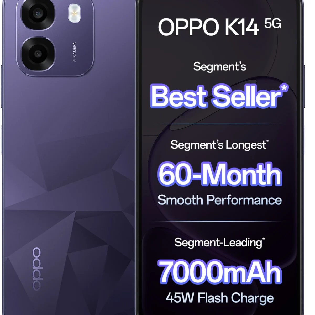 OPPO K14 5G (6 GB RAM 128 GB) ICY BLUE/ PRISM WHITE